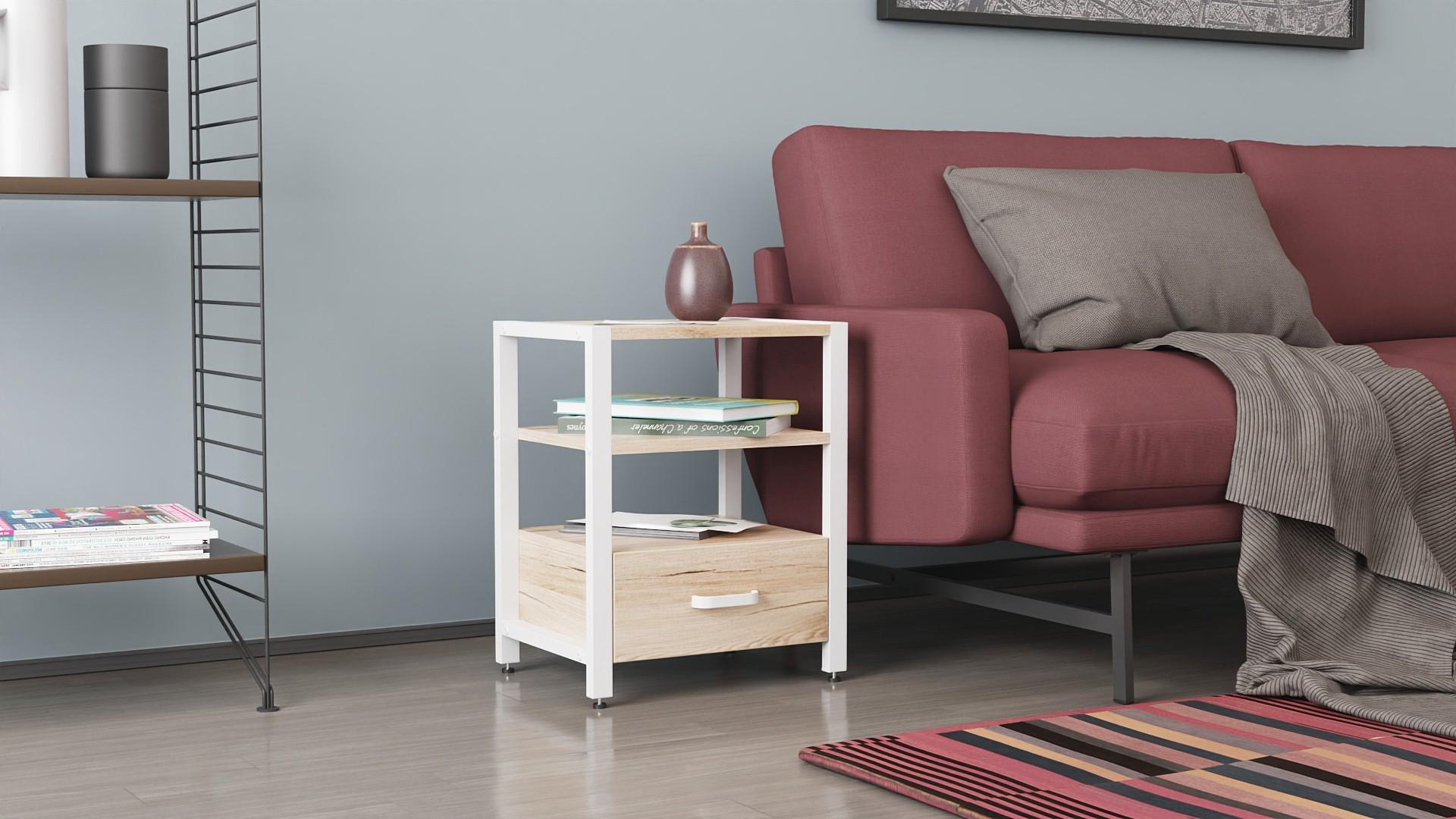 Тумба универсальная Ferrum-decor Вивьен 1/1 ДСП 16 мм 50x41x40 см Белый/Дуб Сан-Марино (FRD-104146)
