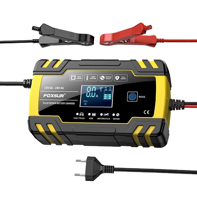 Зарядное устройство импульсное Foxsur FBC-122408D с дисплеем 12V 8А/24V 4А (25713844)