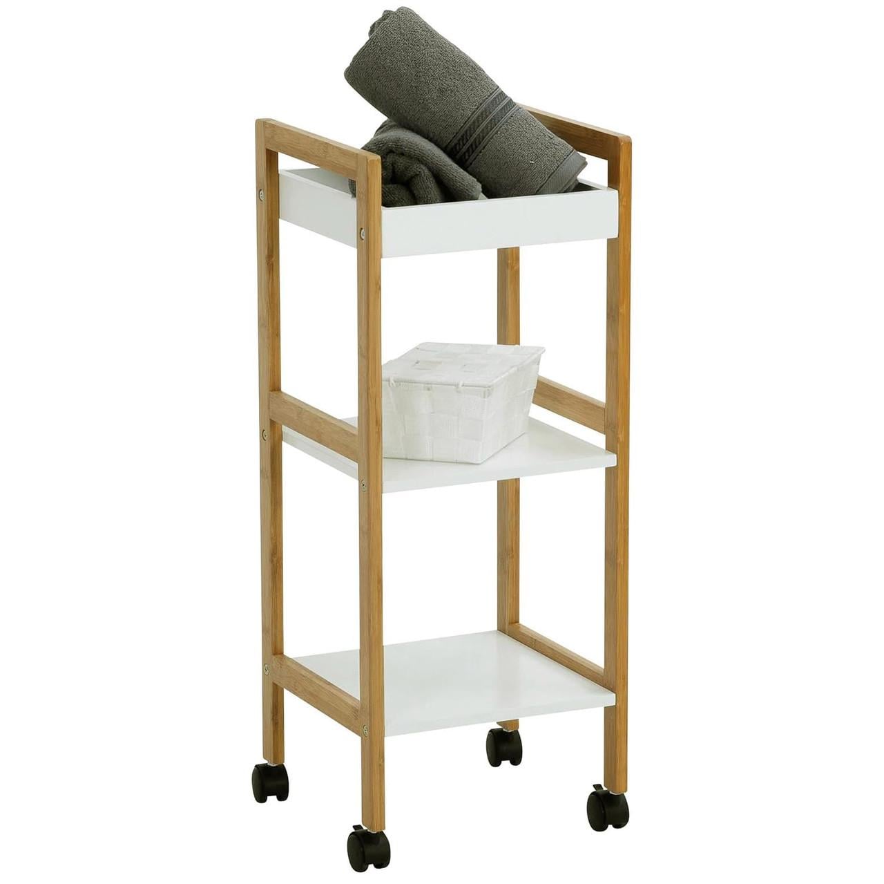 Этажерка для ванной из дерева на колесиках Хановер Сиена/Зефир (АБТ-00450520)