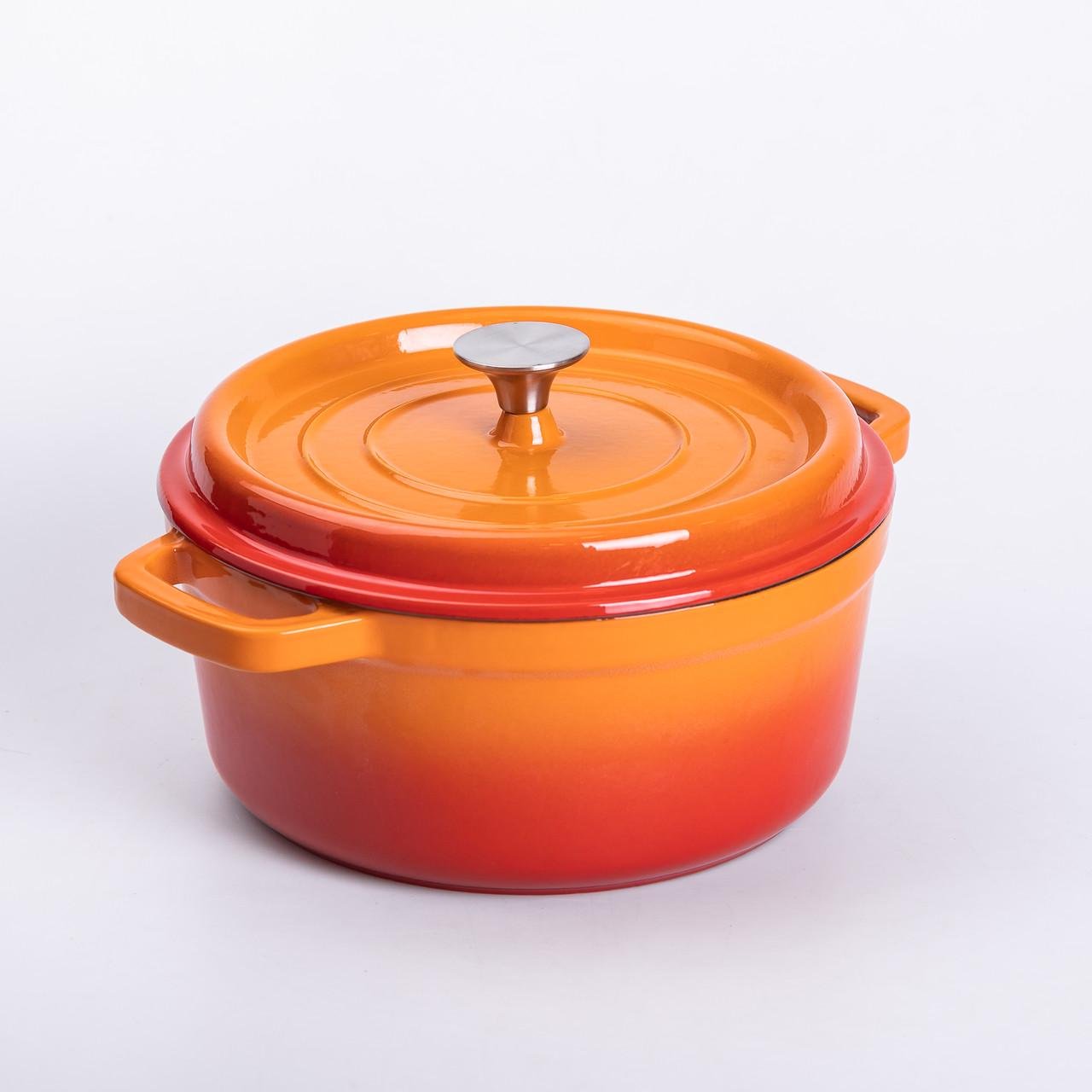 Кастрюля чугунная эмалированная с крышкой 3 л 24 см Оранжевый - фото 7 Кастрюля чугунная эмалированная с крышкой 3 л 24 см Оранжевый - фото 7