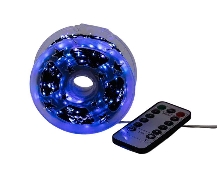 Гирлянда Роса нить с пультом 1000 LED 100 м от сети зеленый провод Синий