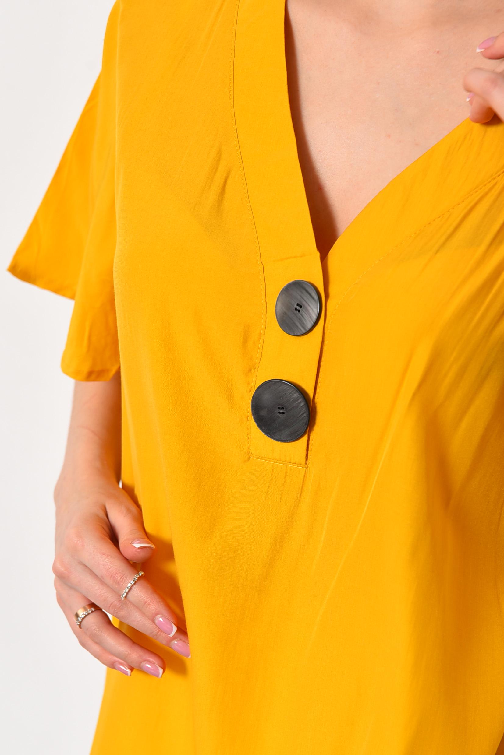 Блуза женская с коротким рукавом р. 46 Горчичный (176185) - фото 4 Блуза женская с коротким рукавом р. 46 Горчичный (176185) - фото 4