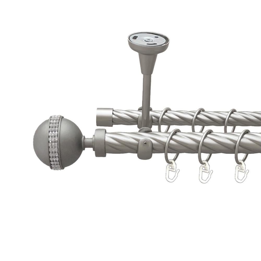 Карниз Orvit Авея металевий дворядний відкритий до стелі скручена труба кільце металеве 25/19 мм 240 см Сатин (00-00024168)
