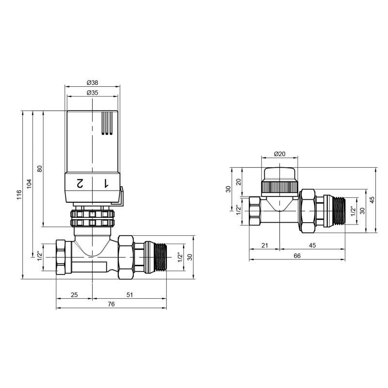 Комплект термостатичний SD Plus 1/2" для радіатора прямий (SD353W15) - фото 2