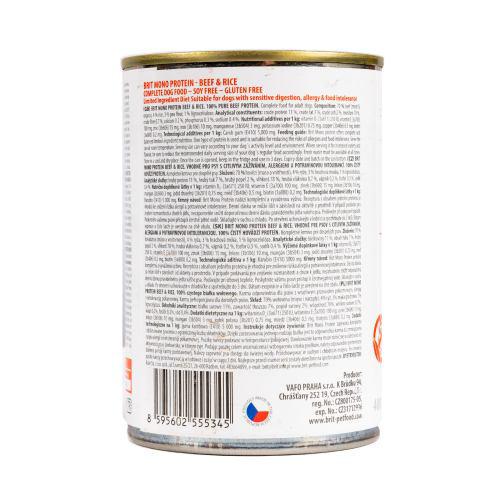 Корм влажный Brit Mono Protein Beef & Rice для собак с говядиной и рисом 400 г - фото 3
