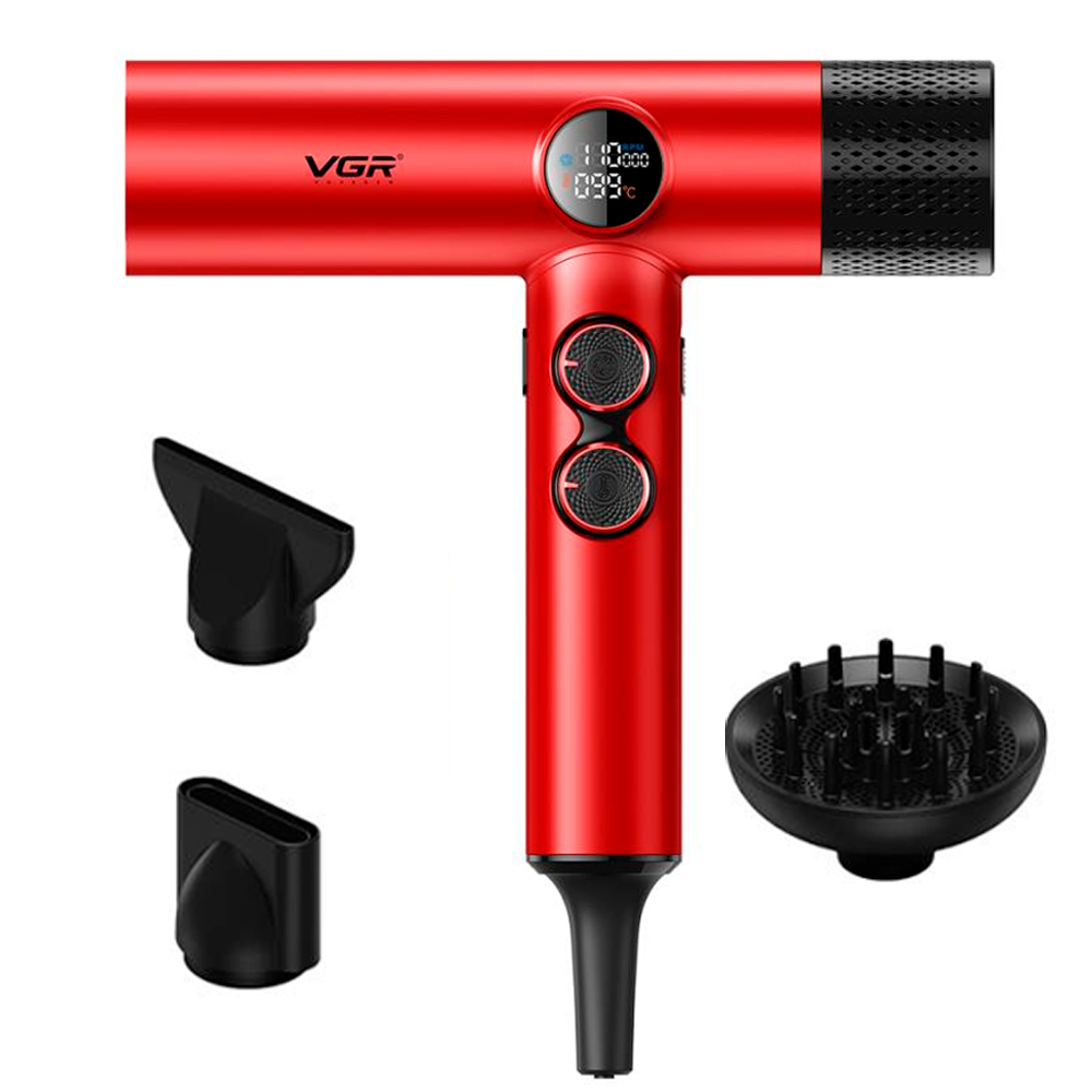 Фен VGR на 40 уровней обдува на 3 насадки 60°C/100°C Red (V-401)