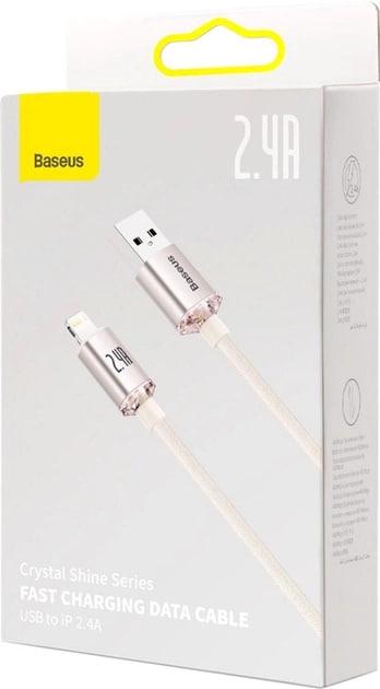 Кабель BASEUS Crystal Shine Series USB For Lightning швидка зарядка 2,4 A 2 м Pink (CAJY001204) - фото 10