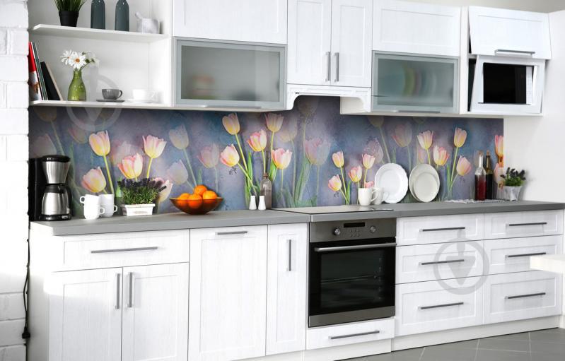 Скинали на кухню Zatarga «Тюльпановый мотив» 600х2500 мм виниловая 3Д наклейка кухонный фартук самоклеящаяся Скинали на кухню Zatarga «Тюльпановый мотив» 600х2500 мм виниловая 3Д наклейка кухонный фартук самоклеящаяся