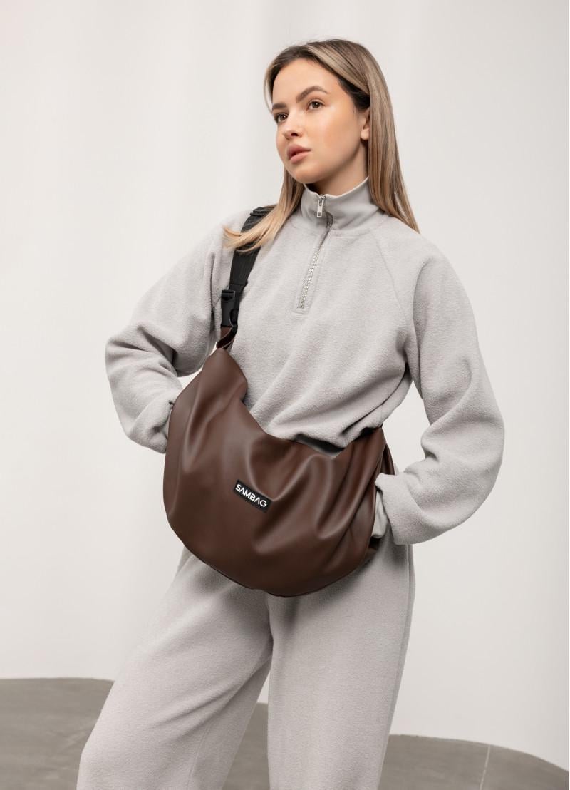 Женская сумка Sambag HOBO Bag-glove 50х28х5 см Шоколадный (53400020)