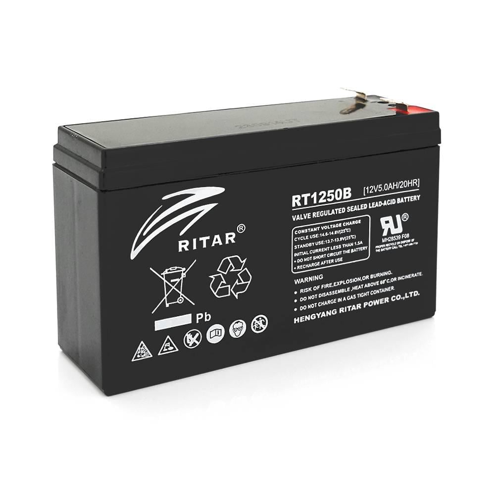 Акумуляторна батарея AGM RITAR RT1250BL Black Case 12V 5.0Ah 150 х 50 х 93 Q10