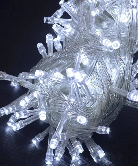 Гирлянда 200 LED белый светло/прозрачный провод 20 м