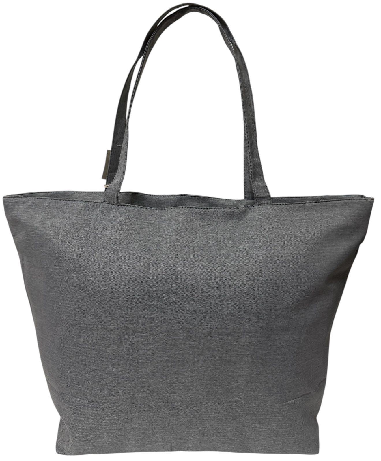 Сумка пляжна жіноча з тканини на блискавці 20-50 см Сірий з бежевим - фото 3