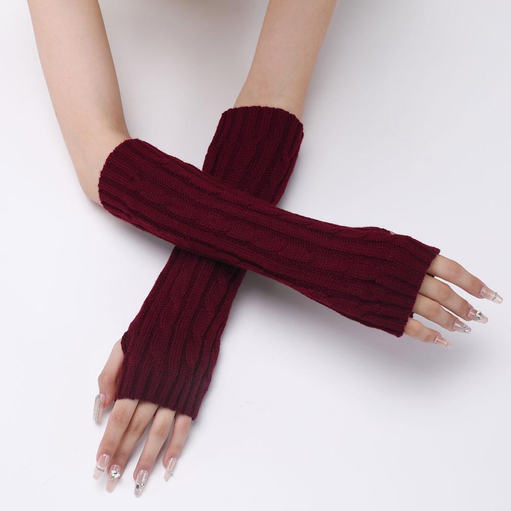 Митенки вязаные без пальцев One size Бордовый (2578) - фото 2 Митенки вязаные без пальцев One size Бордовый (2578) - фото 2