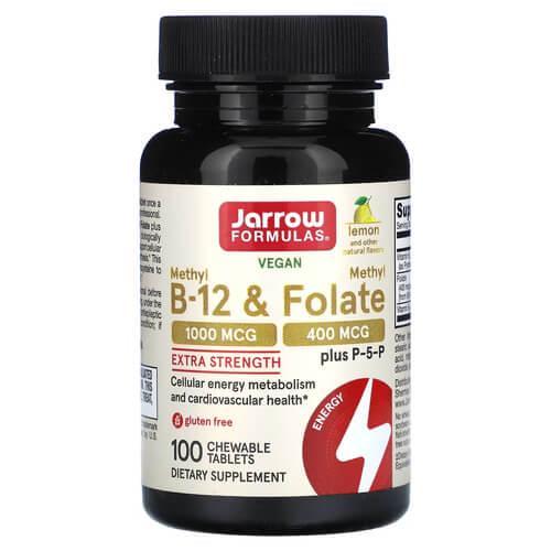 Комплекс витаминов группы В Jarrow Formulas Vegan Methyl B-12 & Methyl Folate 100 Chewable Tablets (JRW-18018)