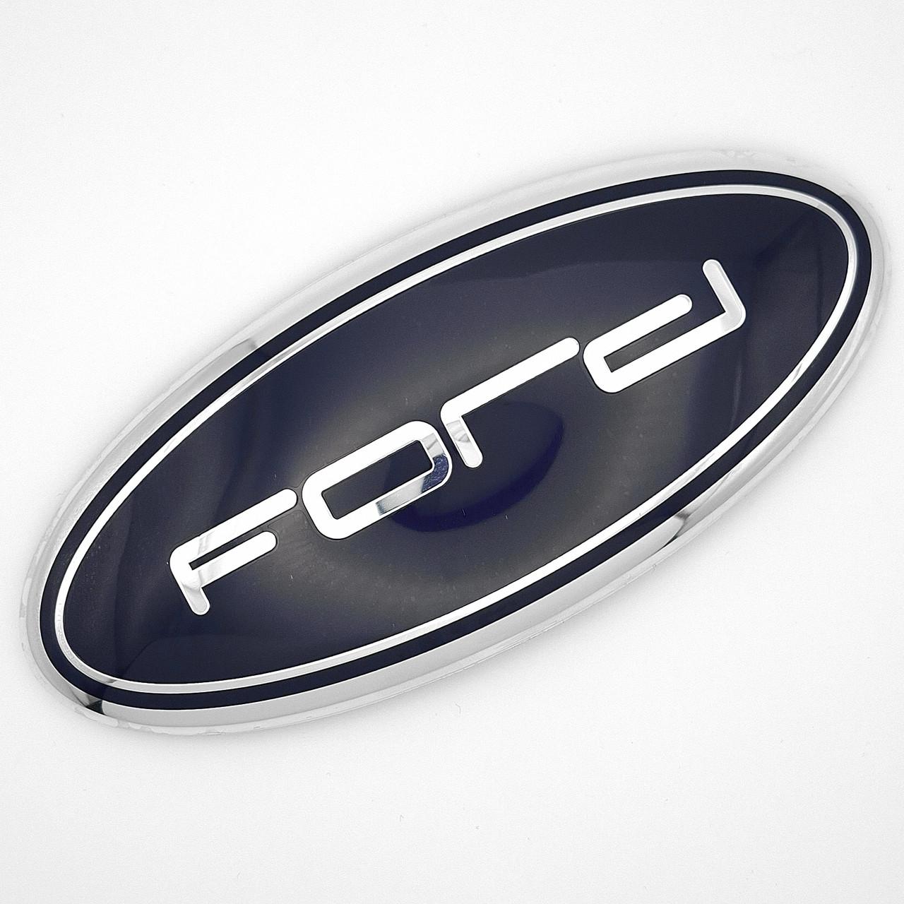 Эмблема Ford 174х75 мм Хром/Синяя накладка new style (2798177324)