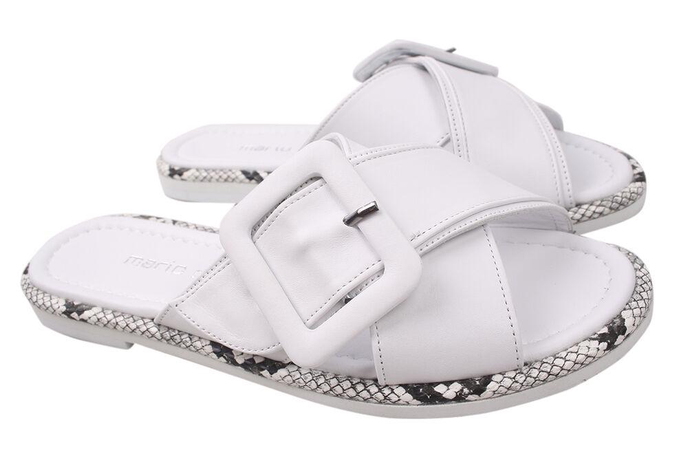 Шлепанцы Mario Muzi на низком ходу женские из кожи р. 37 Белый (488-20LSHC)