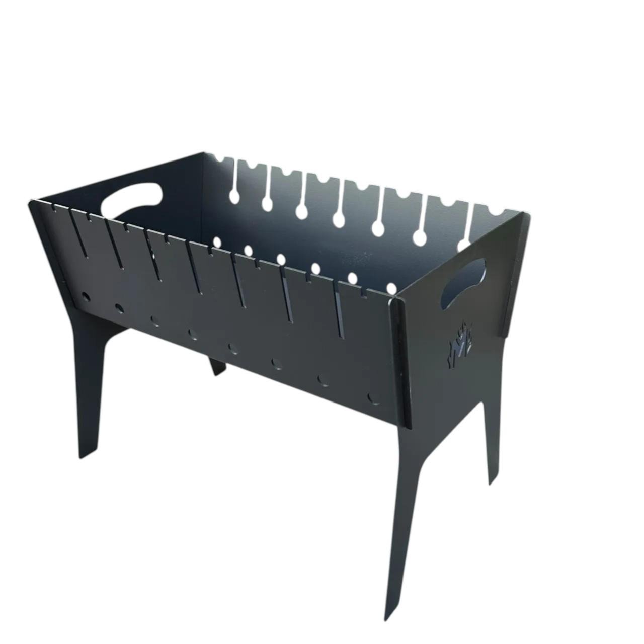 Мангал разборный Mzavod Феникс стальной двухуровневый на 8 шампуров 2 мм Черный (136-17-1060510100002)