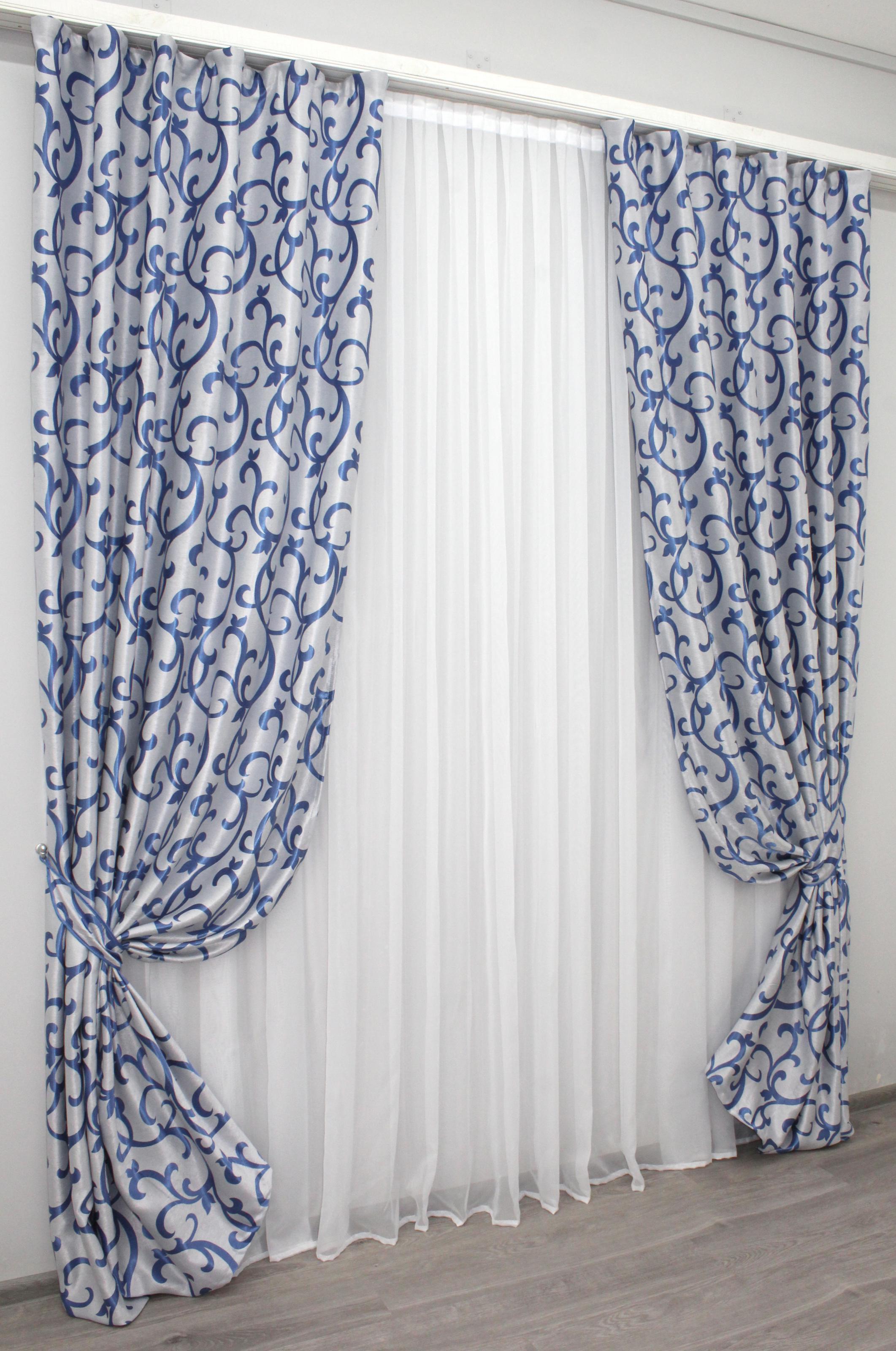 Комплект штор VR-Textil № 1001ш Б блэкаут 150х280 см 2 шт. Серый/Синий (30-809)