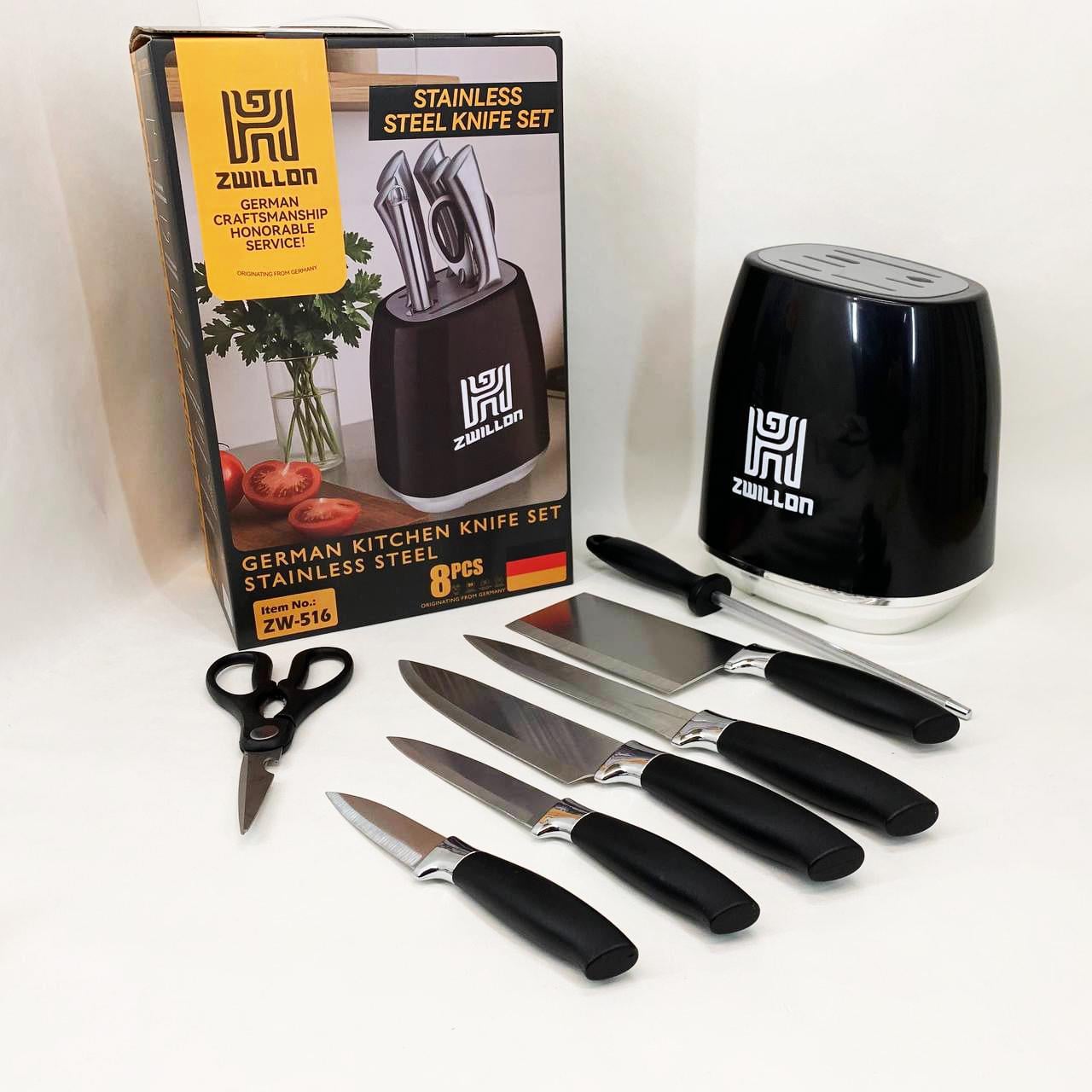 Набір ножів із нержавіючої сталі з основою Rainberg RB-2330 Black (13356216)