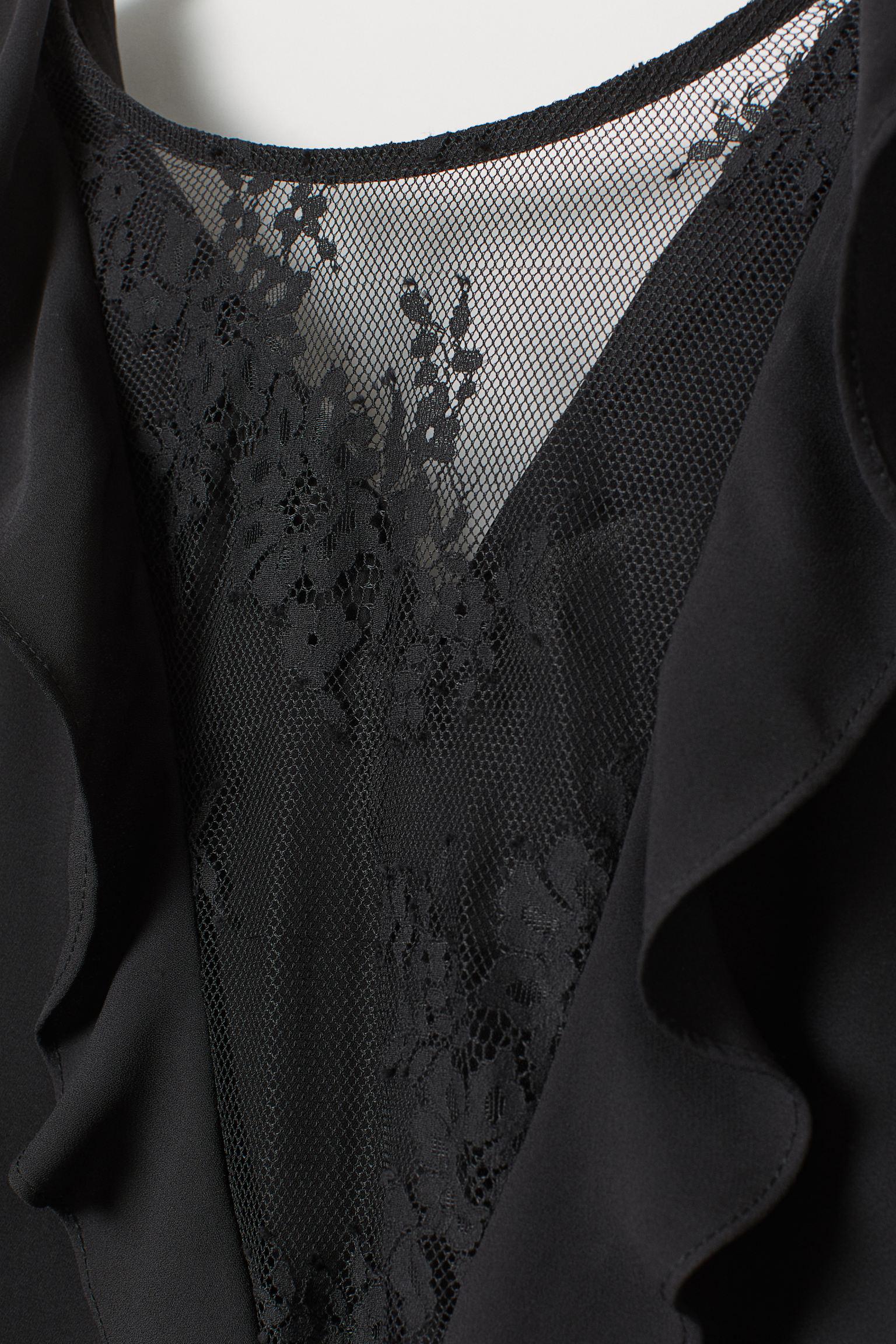 Блуза с кружевом р. 36 Черный (7773150dm) - фото 2 Блуза с кружевом р. 36 Черный (7773150dm) - фото 2