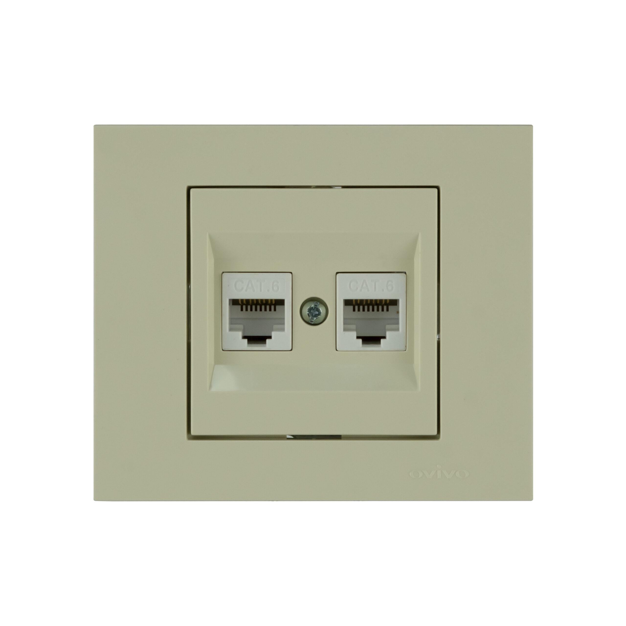 Розетка компьютерная Ovivo GRANO 2-я CAT6 Кремовый (400-020300-230)
