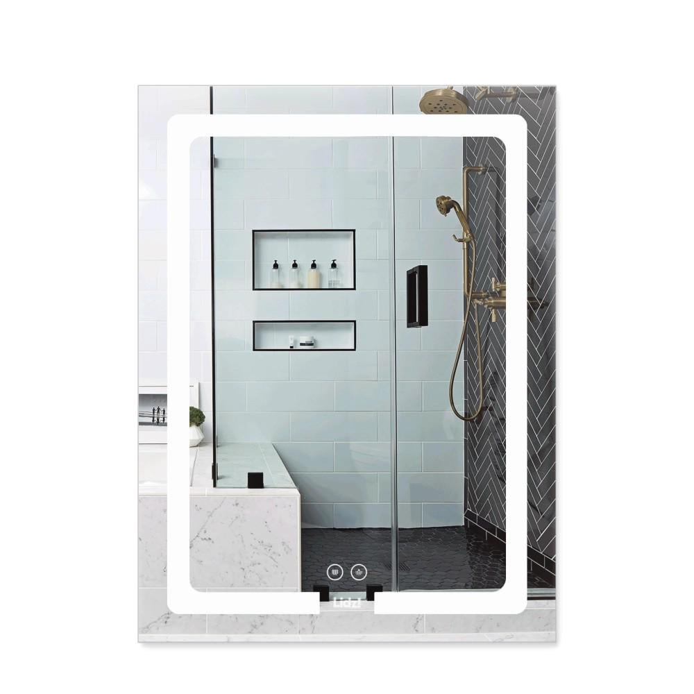 Комплект для ванной с LED-зеркалом Lidz 600х800 мм Touch с антизапотеванием/ершик и латунный держатель полотенец 60 см