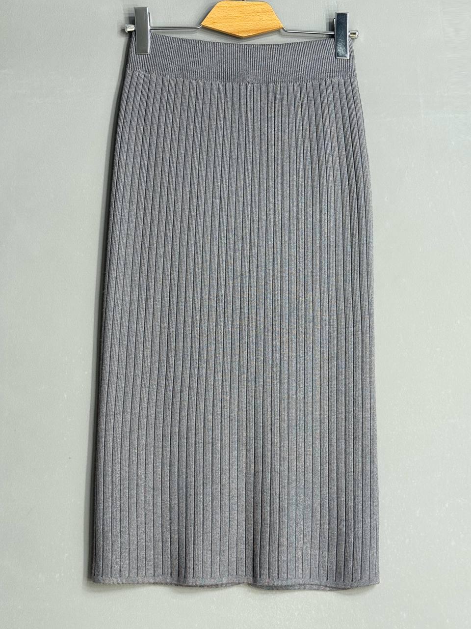 Юбка женская My fashion 478-123-70 вязаная в рубчик средней длины с разрезом OS Серый (5436) - фото 2 Юбка женская My fashion 478-123-70 вязаная в рубчик средней длины с разрезом OS Серый (5436) - фото 2