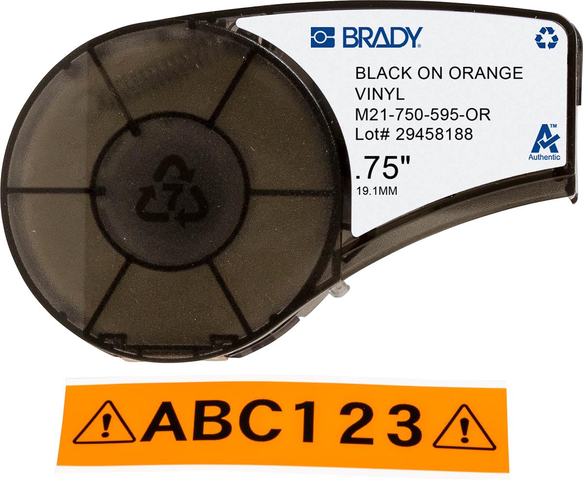 Стрічка для принтерів етикеток BRADY M21-750-595-OR вініл 19,05 мм х 6,4 м Чорний на оранжевому - фото 7