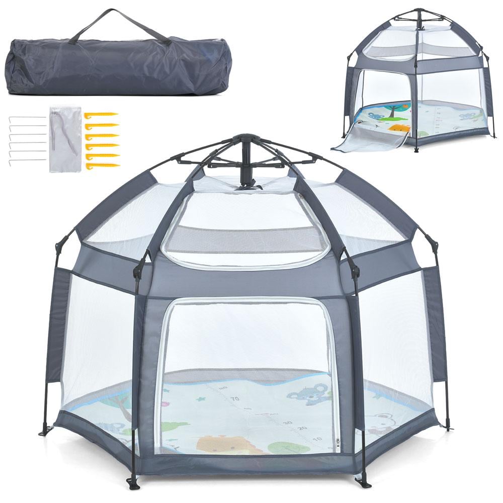 Палатка автоматическая MR 1512 с сетчатыми стенками и ковриком 146х127х110 см Серый - фото 7 Палатка автоматическая MR 1512 с сетчатыми стенками и ковриком 146х127х110 см Серый - фото 7