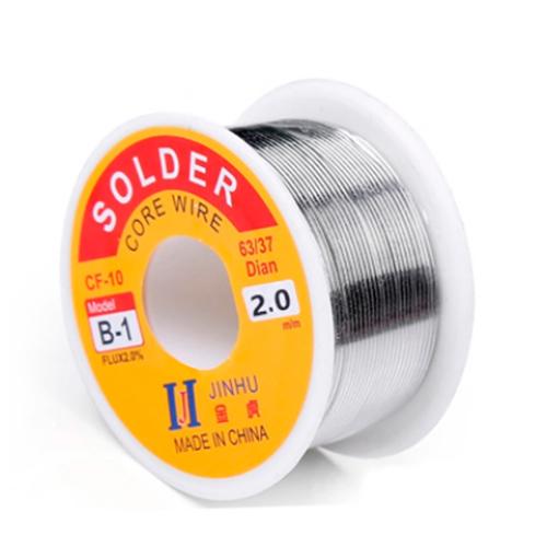 Припой для пайки ПОС 63 2,0 мм с флюсом катушка 100 г JINHU