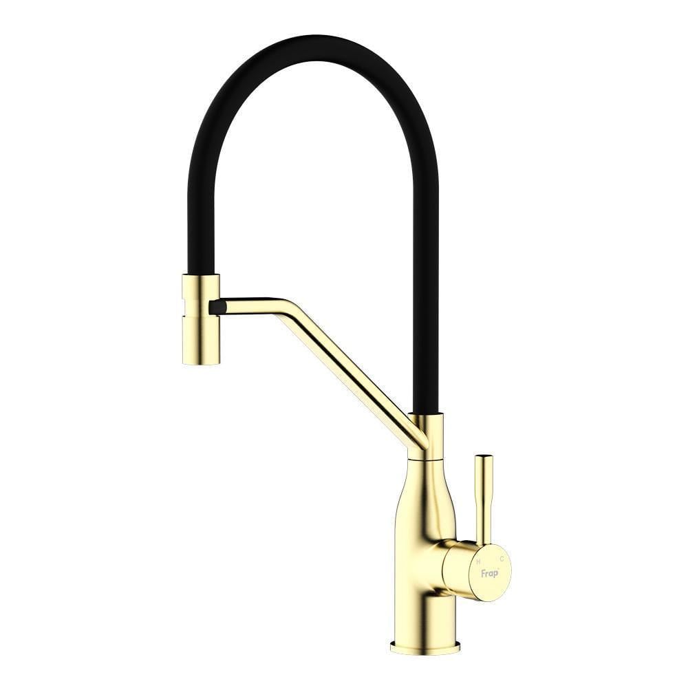 Смеситель для кухни Frap F4497-3 гибкий излив Золотой сатин (2176161416)