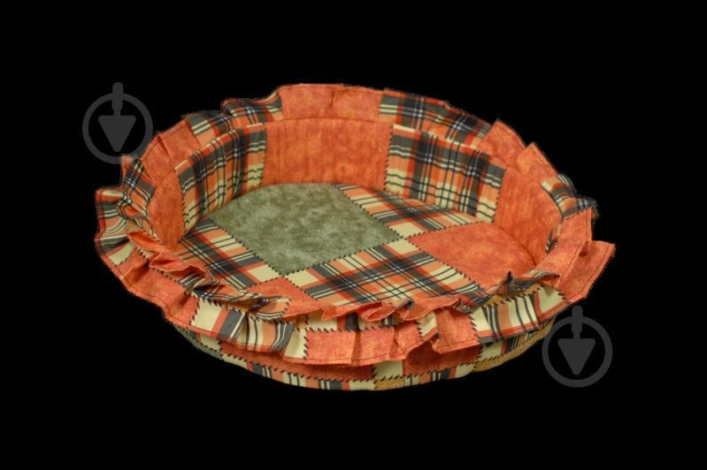 Лежак (лежанка) для котів та собак (з рюшею) Мур-Мяу №2 Коричневий