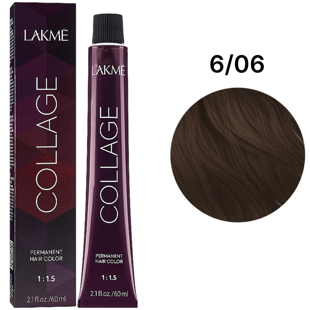 Краска для волос стойкая Lakme Collage Creme Hair Color 6/06 Темный блондин натурально-теплый 60 мл