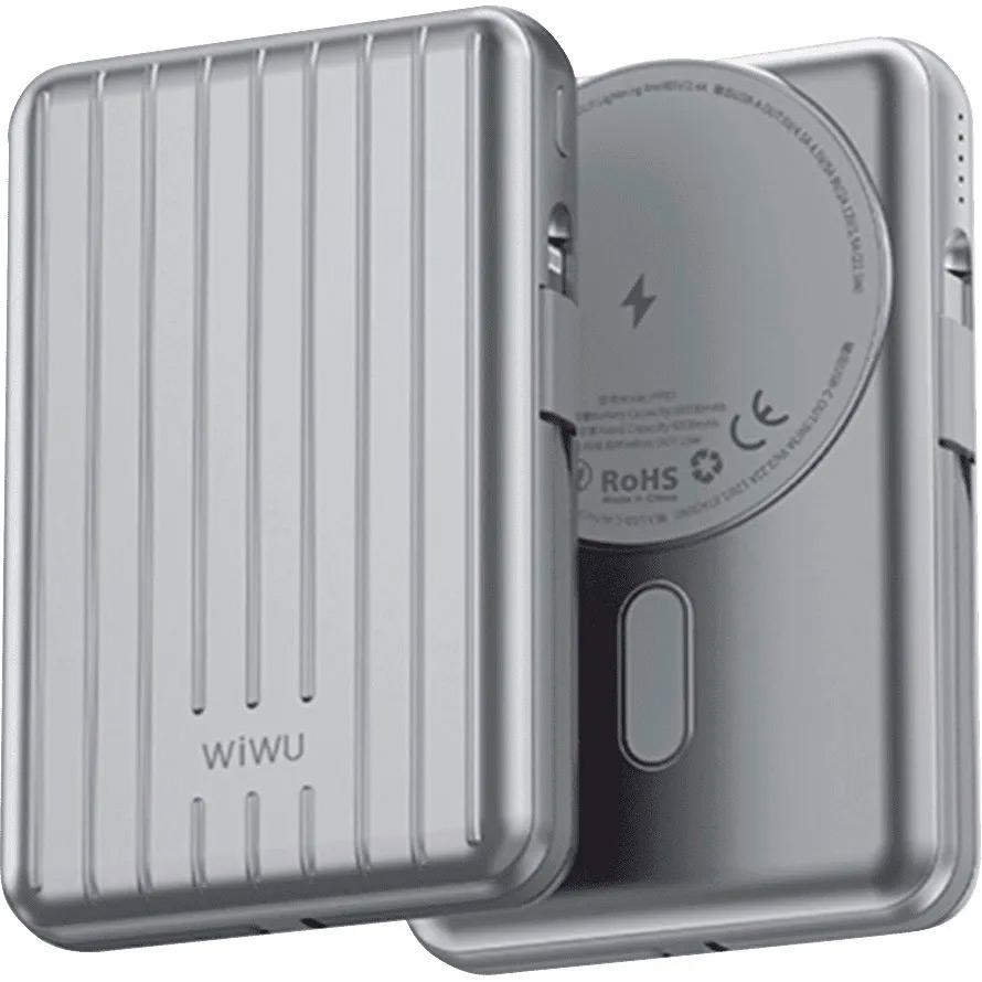 Внешний аккумулятор WiWU PP04 Trunk Series Magnetic Wireless 20000 mAh 22,5W Silver (6936686410847) - фото 3 Внешний аккумулятор WiWU PP04 Trunk Series Magnetic Wireless 20000 mAh 22,5W Silver (6936686410847) - фото 3