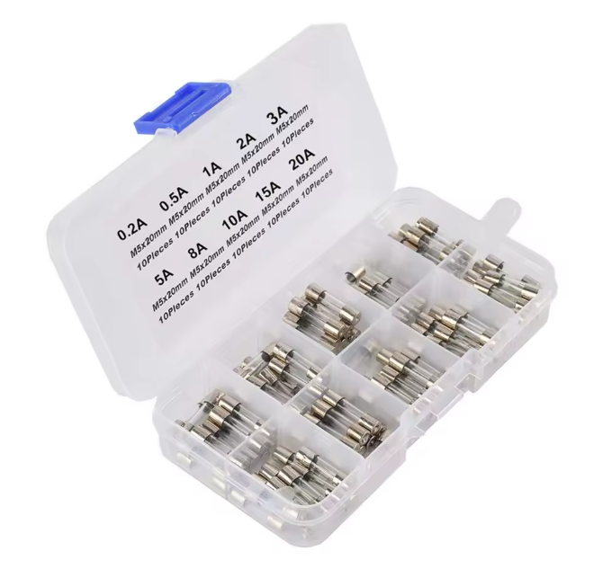 Набор стеклянных предохранителей 0,5-30А в кейсе 100 шт. 6x30 мм (500247)