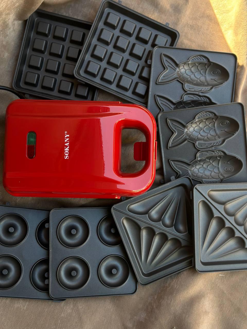 Мультипекарь Sokany SK-08048 с антипригарным покрытием 5в1 650 Вт Красный