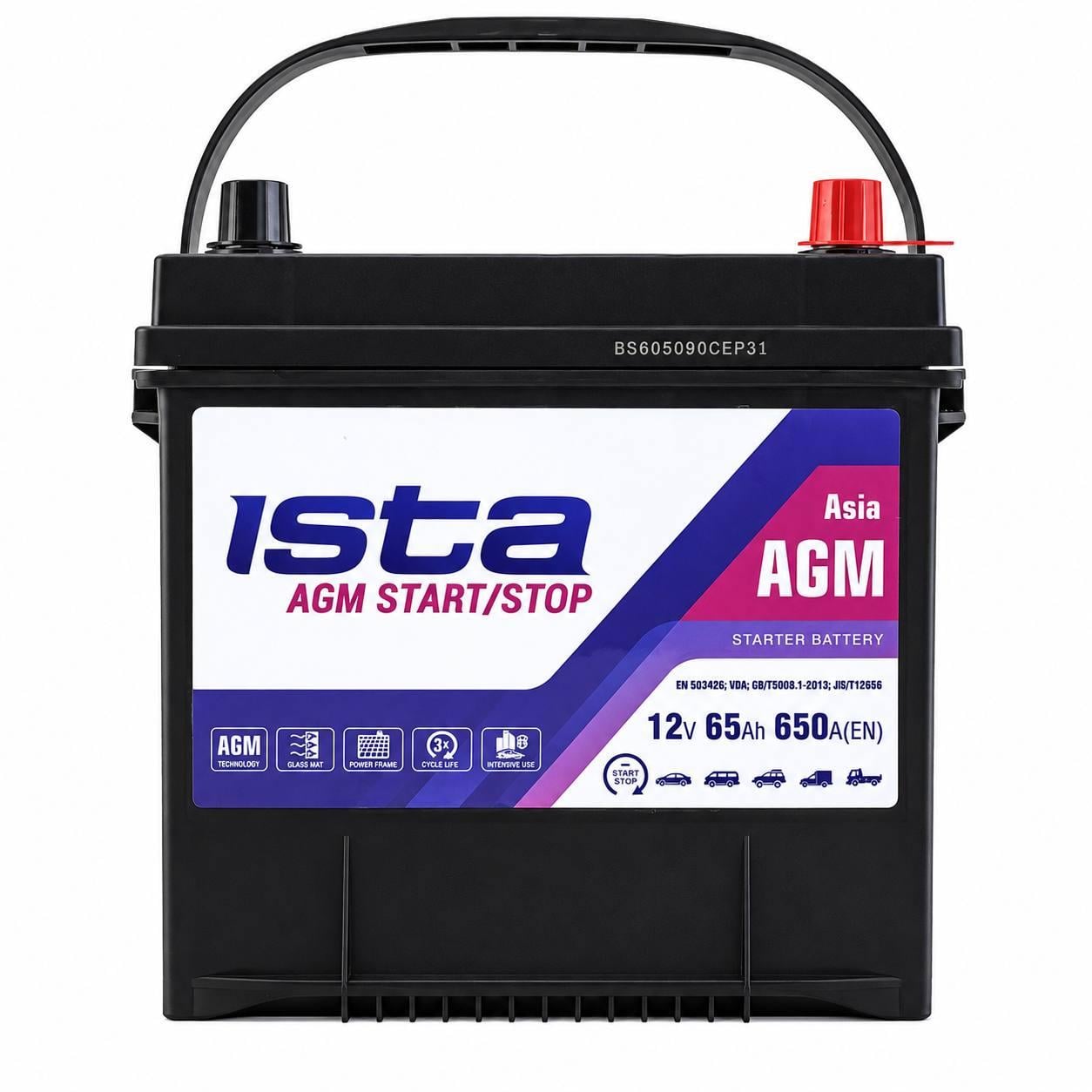 Аккумулятор автомобильный Ista AGM ASIA 65 Ah 650A R+ 12V (3179223608) Аккумулятор автомобильный Ista AGM ASIA 65 Ah 650A R+ 12V (3179223608)