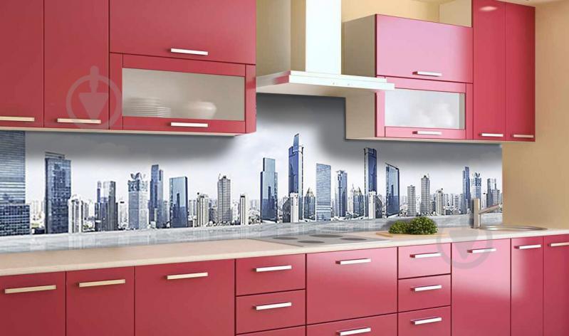 Скинали на кухню Zatarga  "Небоскребы"  600х3000 мм виниловая 3Д наклейка кухонный фартук самоклеящаяся Z181721/2