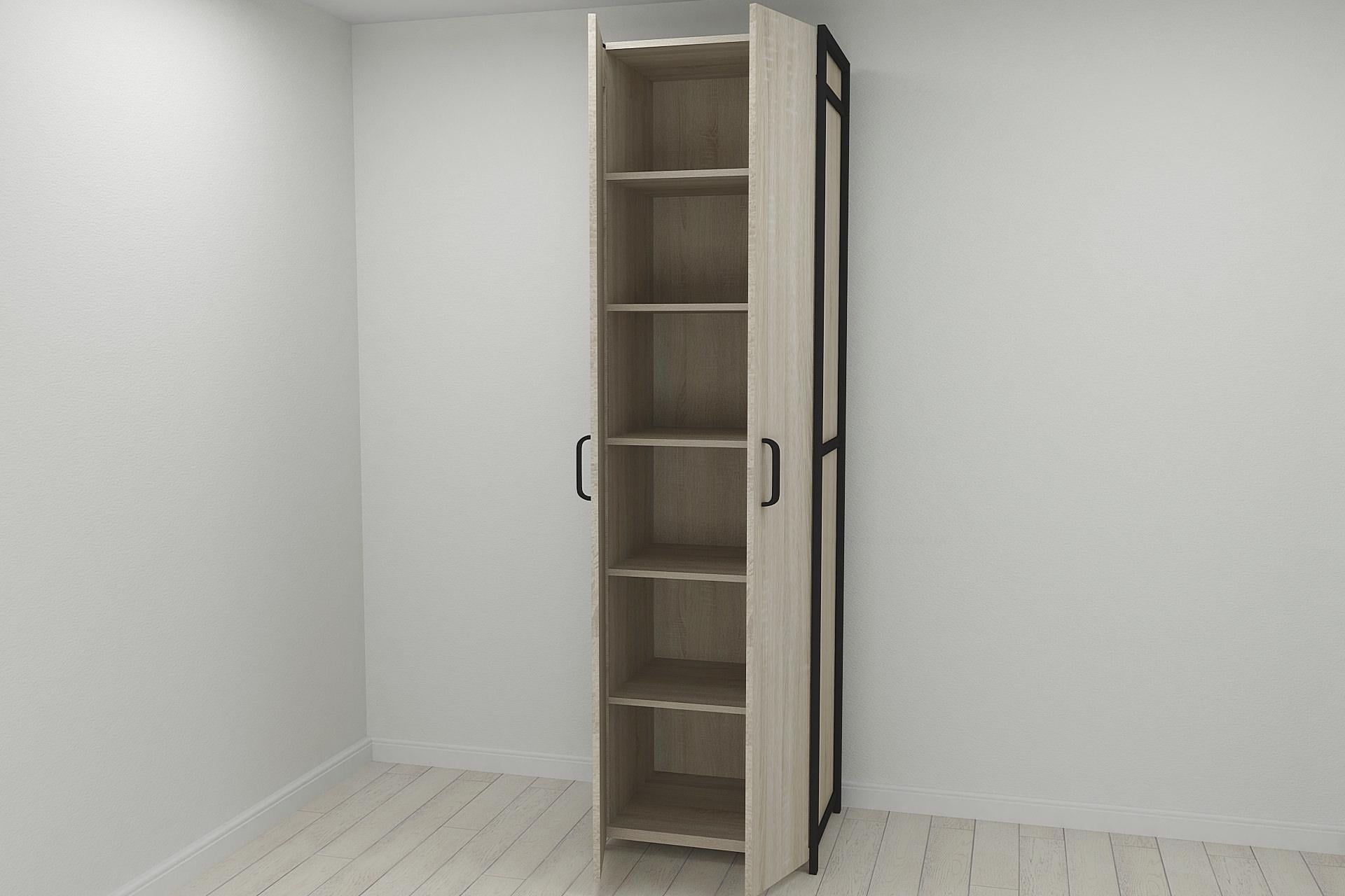 Шкаф-гардероб Ferrum-decor Коннект Уни секция 7 металл/ДСП 16 мм 220x60x50 см Черный/Дуб Сонома (FRD-104561)