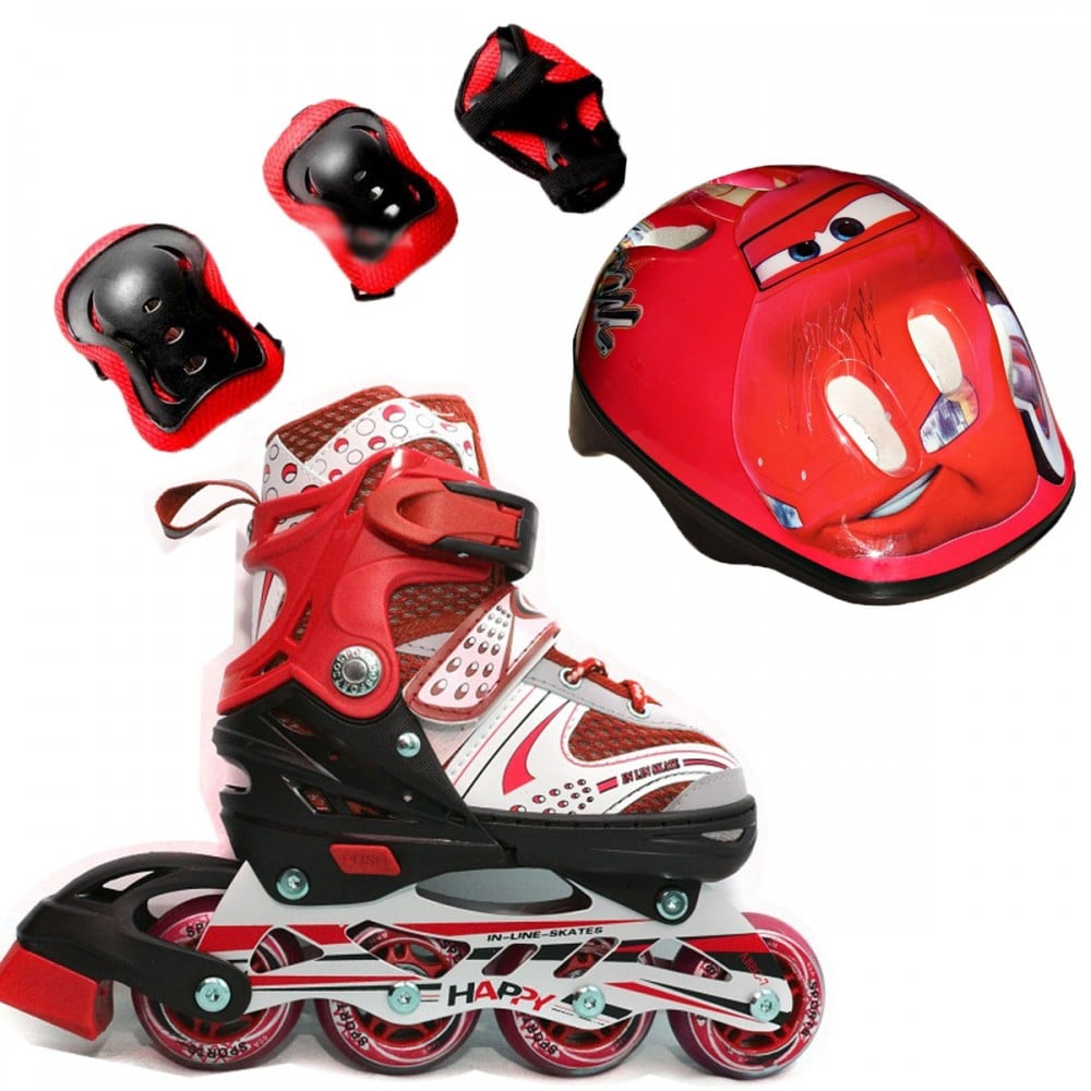 Ролики детские набор Happy Combo Disney защита и шлем 29-33 Тачки (красный) (2T3007E)