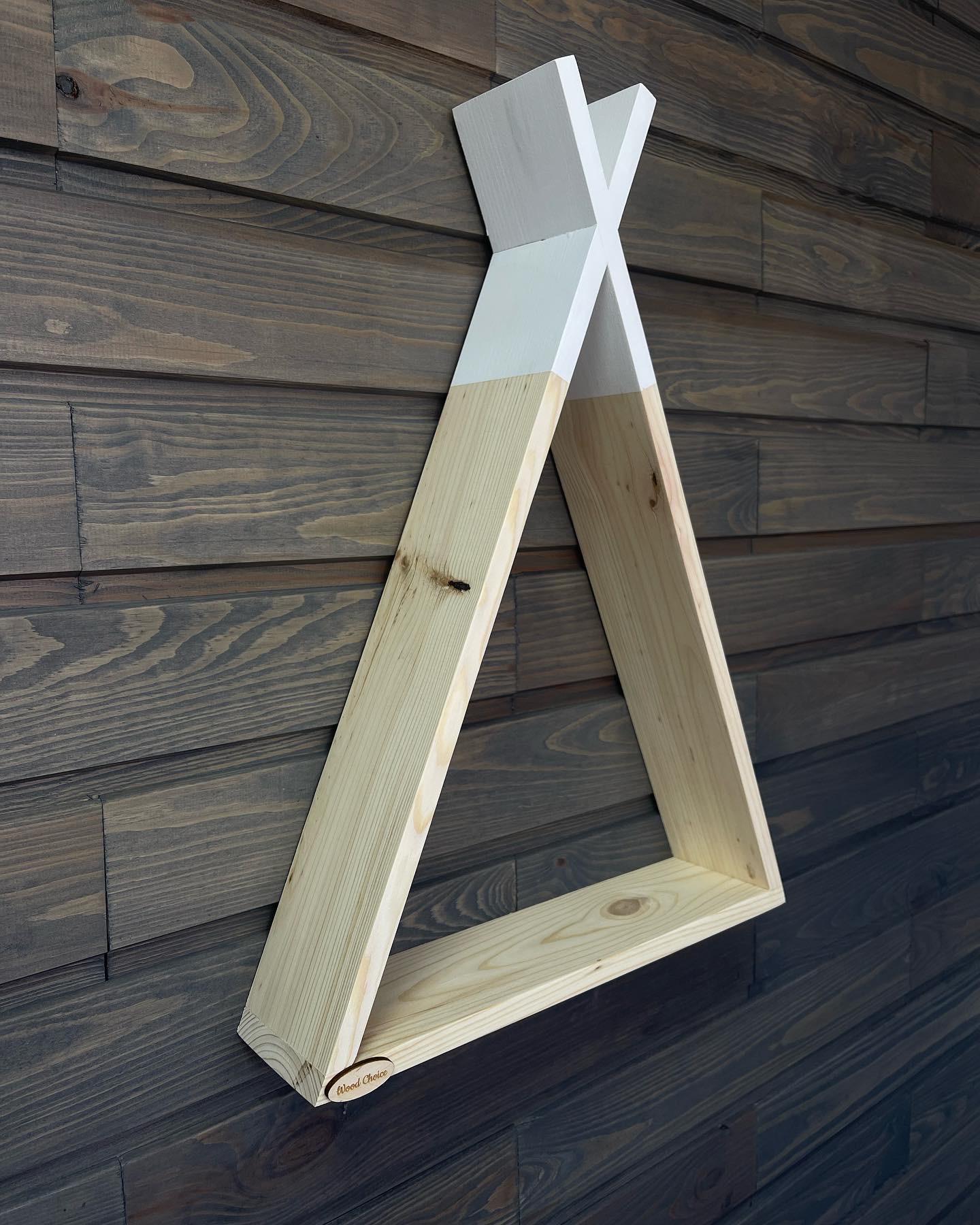 Настенная полочка вигвам 48х35х8см Дерево/Белый - фото 2 Настенная полочка вигвам 48х35х8см Дерево/Белый - фото 2