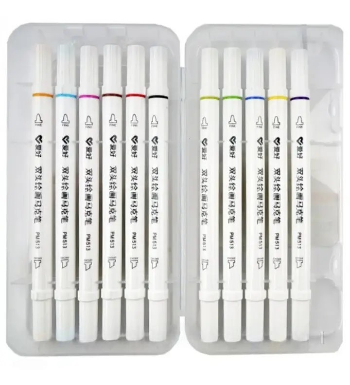 Набор двухсторонних маркеров Stenson WW00023 12 цветов Белый (594650) - фото 2