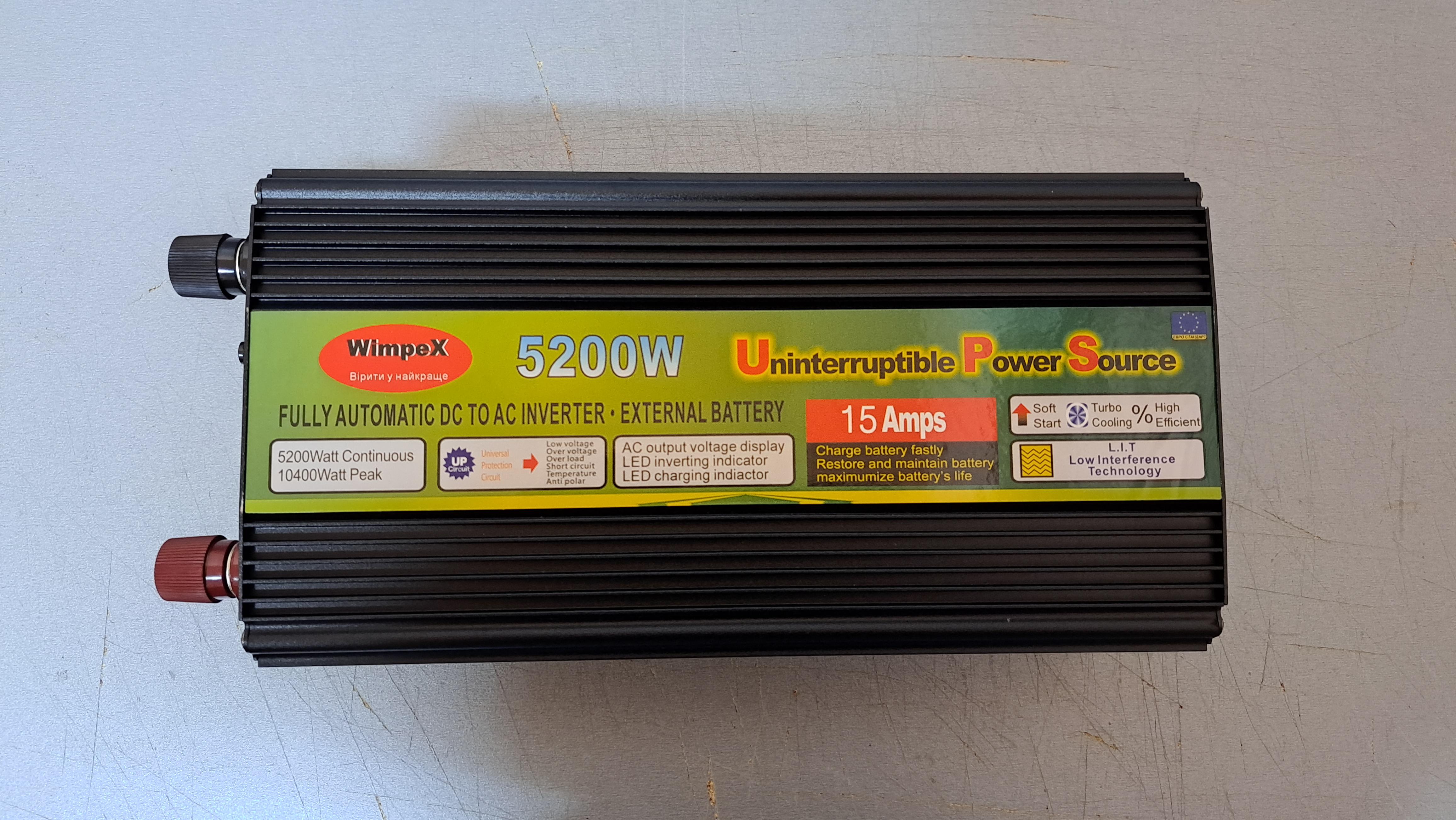 Преобразователь напряжения WIMPEX 12-220V 5200W с автоматической зарядкой 15А - фото 7 Преобразователь напряжения WIMPEX 12-220V 5200W с автоматической зарядкой 15А - фото 7