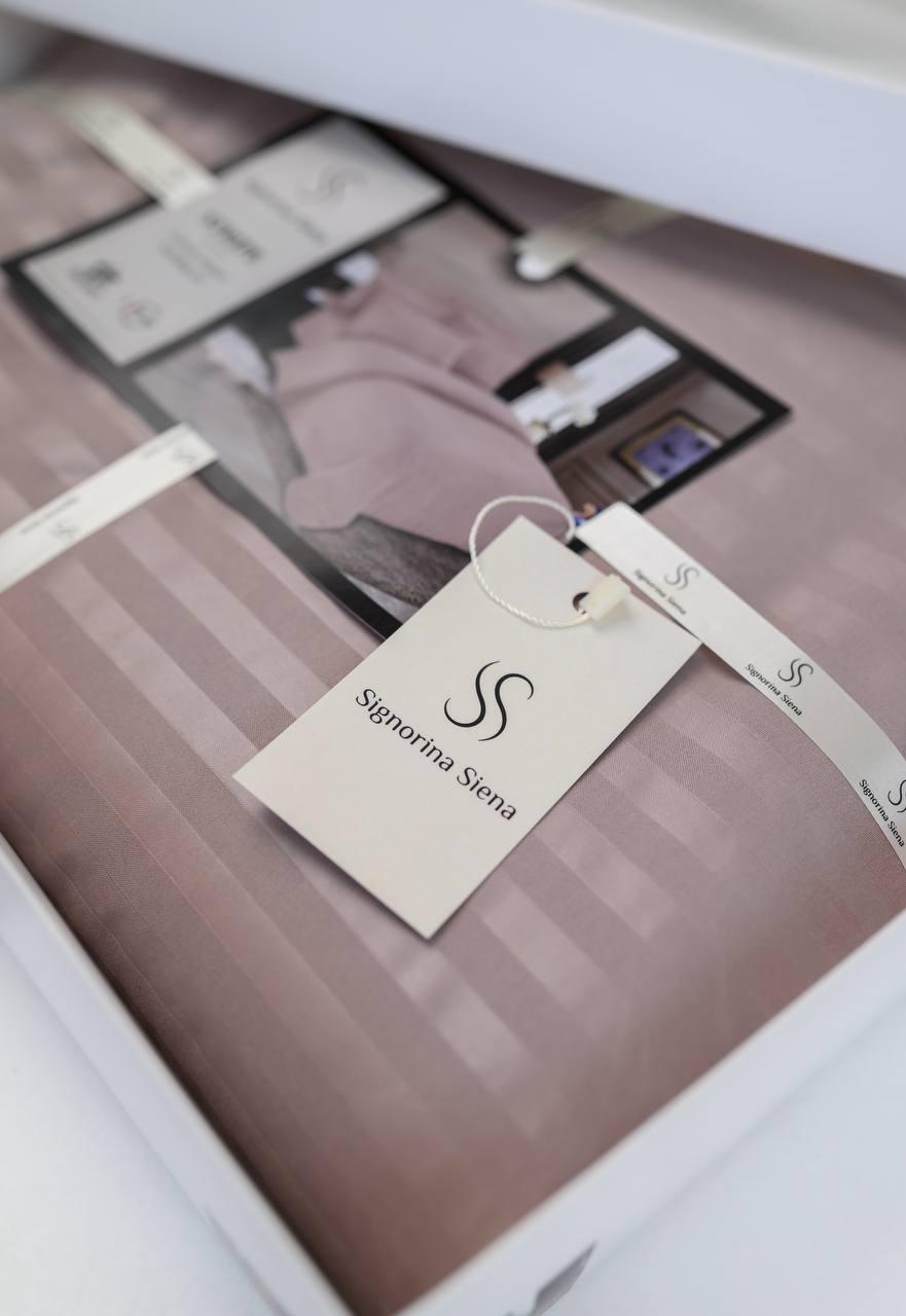 Комплект постільної білизни Signorina Siena зі страйп-сатину сімейний 50х70 см/70х70 см Капучино (009S) - фото 2