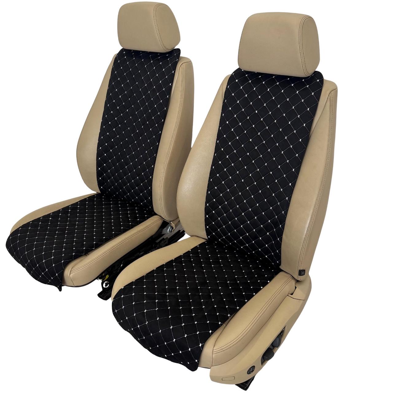 Накидки-чехлы на передние сиденья авто из алькантары Runa узкие Черный (381-2-N)