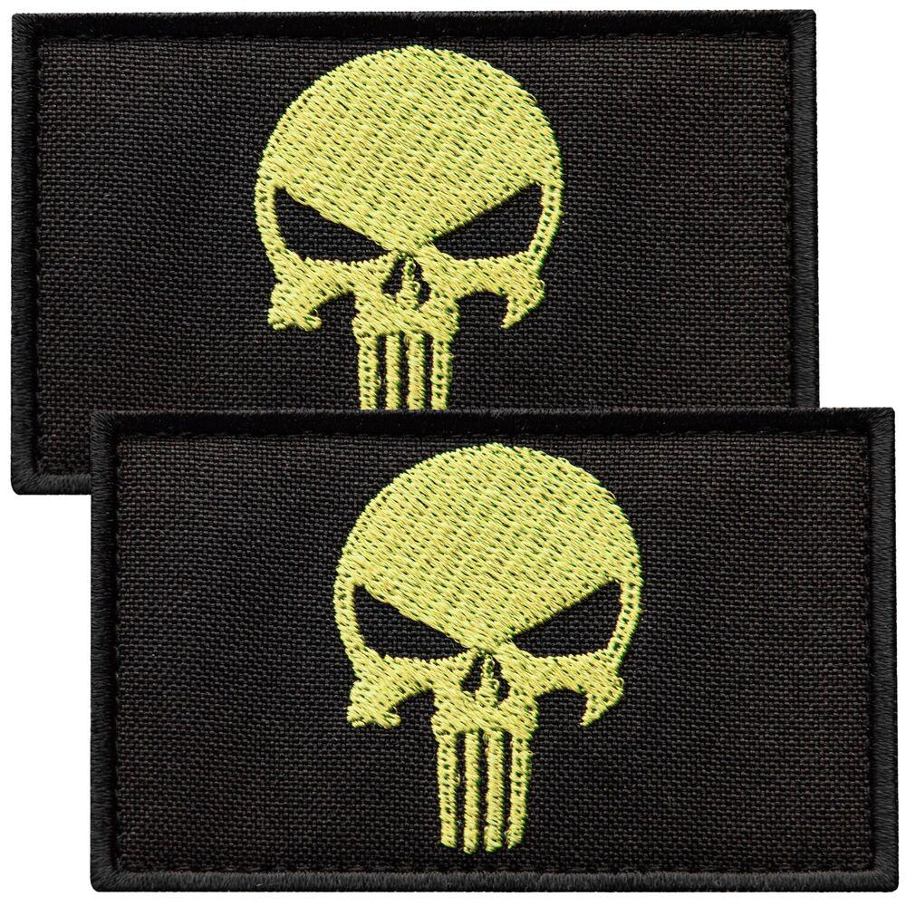 Набор шевронов с липучкой PUNISHER Череп Каратель 5х8 см 2 шт. Желтый (24250)
