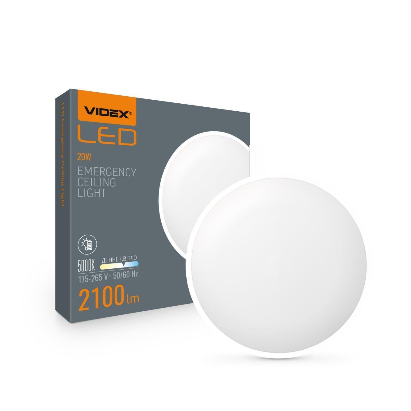 LED-світильник накладний VIDEX аварійний 20W 5000K 220V (VL-CLR-EM200-2)