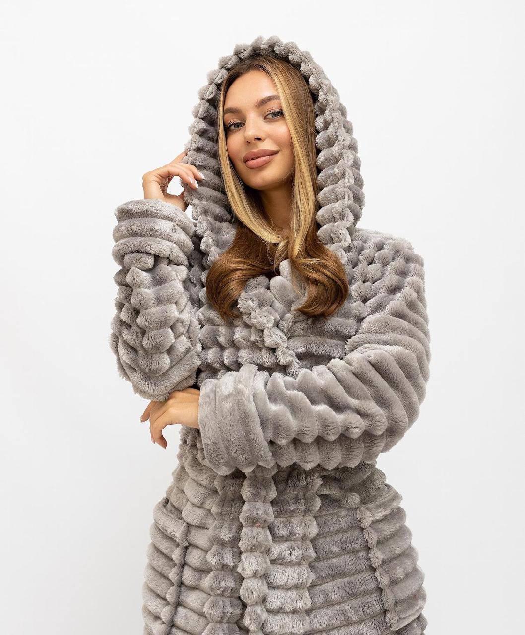 Халат жіночий махровий Woman Romance Style 20768 4XL Шарпей/Сірий (Х-0002-4XL)