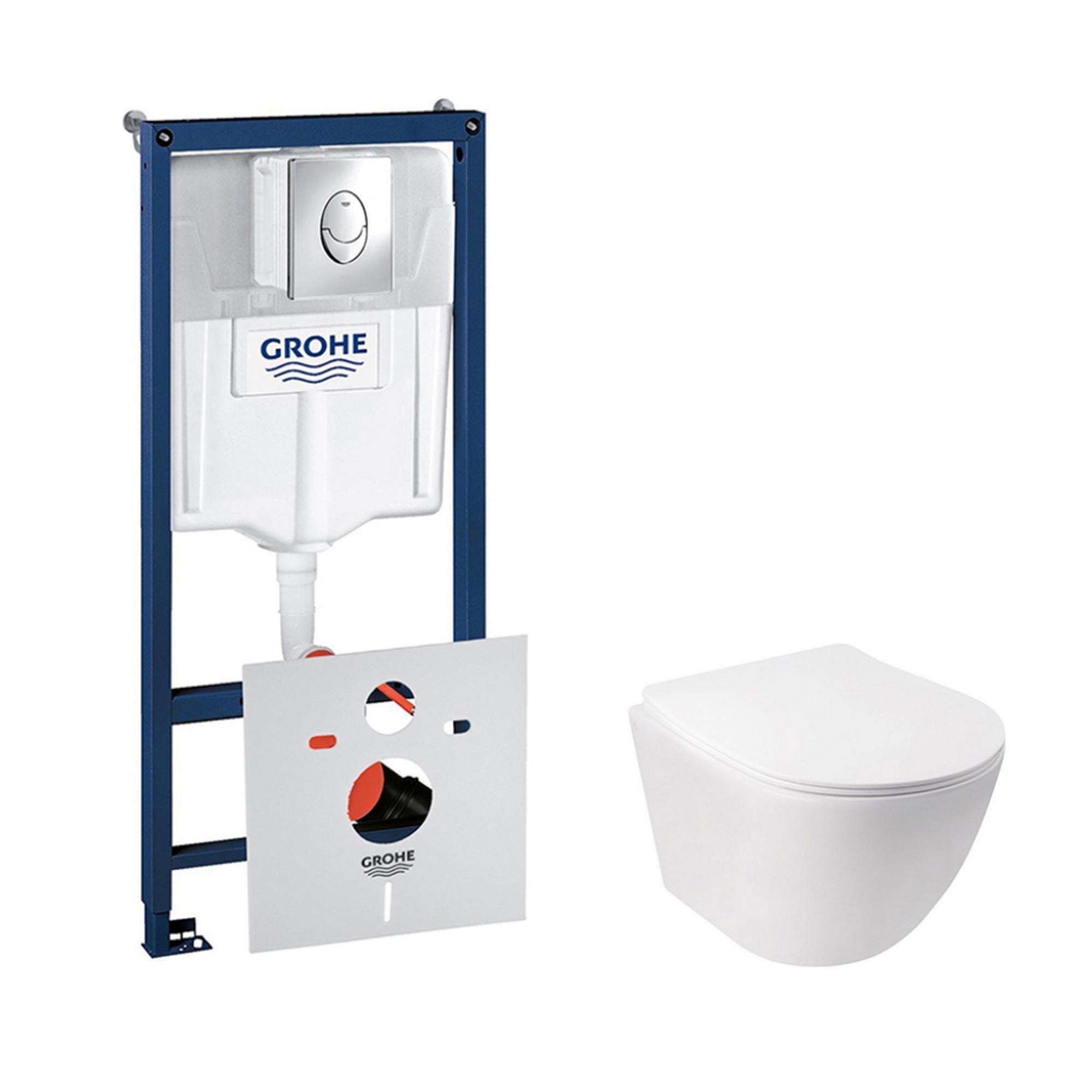 Комплект инсталляции Grohe Rapid SL 38721001QT16335178W с унитазом и кнопкой Хром (75723)