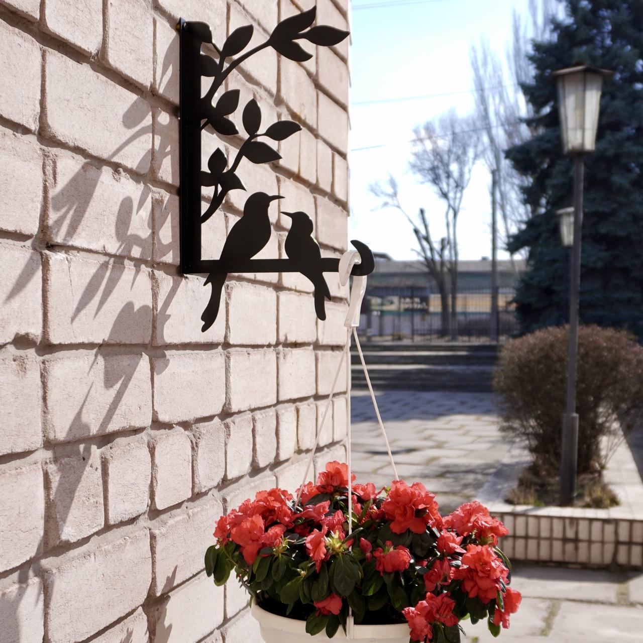 Кронштейн Птицы для кашпо с цветами метал Черный (М015) - фото 8